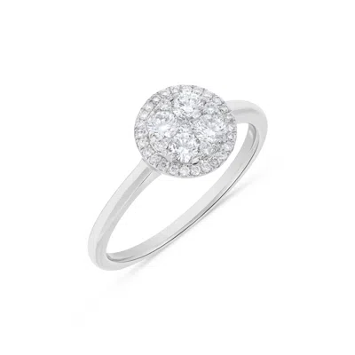 H.j. Namdar H. J. Namdar 0.5 Ct Tw Circle Shape Round Diamond Cluster Ring 14k White Gold Natural Diamonds In Silver