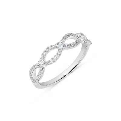 H.j. Namdar H. J. Namdar 0.5 Ct Tw Diamond Oval Ribbon Stack Ring 14k White Gold Natural Diamonds Size 6 In Metallic