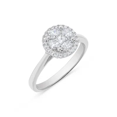 H.j. Namdar H. J. Namdar 0.5 Ct Tw Marquise And Princess Diamond Cluster Ring 14k White Gold Natural Diamonds In Silver