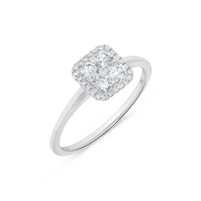 H.j. Namdar H. J. Namdar 0.5 Ct Tw Square Shape Round Diamond Cluster Ring 14k White Gold Natural Diamonds In Silver