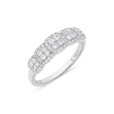 H.j. Namdar H. J. Namdar 0.52 Ct Tw 5 Section Round Diamond Cluster Ring 14k White Gold Natural Diamonds Size 6 In Silver