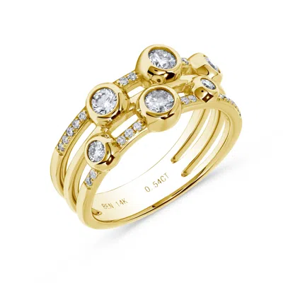 H.j. Namdar H. J. Namdar 0.54 Ct Tw Bezel Set Round Diamond Layer Ring 14k Yellow Gold Natural Diamonds