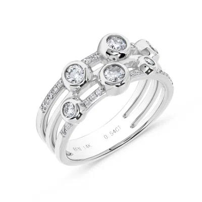 H.j. Namdar H. J. Namdar 0.54 Ct Tw Bezel Set Round Diamond Layer Ring 14k Yellow Gold Natural Diamonds In Silver