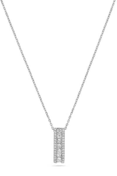 H.j. Namdar H. J. Namdar 0.54 Ct Tw Diamond Princess Channel Pendant Necklace 14k White Gold Natural Diamonds In Metallic
