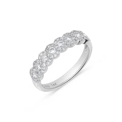 H.j. Namdar H. J. Namdar 0.55 Ct Tw Flushed Diamond Halo Band Ring 14k White Gold Natural Diamonds Size 6 In Metallic