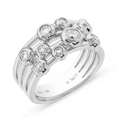 H.j. Namdar H. J. Namdar 0.56 Ct Tw Bezel Set Round Diamond Layer Ring 14k White Gold Natural Diamonds Size 7 In Metallic