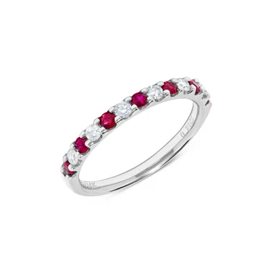 H.j. Namdar H. J. Namdar 0.57 Ct Tw Prong Set Alternating Round Diamond And Ruby Band Ring 14k White Gold Natura In Multi