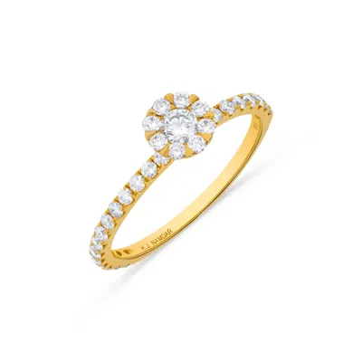 H.j. Namdar H. J. Namdar 0.57 Ct Tw Round Diamond Cluster Ring 14k Yellow Gold Natural Diamonds In Silver