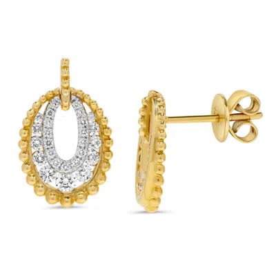 H.j. Namdar H. J. Namdar 0.58 Ct Tw Beaded Diamond Dangle Drop Earrings 14k Yellow Gold Natural Diamonds In Silver