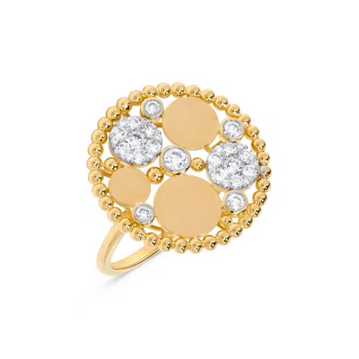 H.j. Namdar H. J. Namdar 0.58 Ct Tw Diamond Circles Beaded Cocktail Ring 14k Two Tone Gold Natural Diamonds In Silver