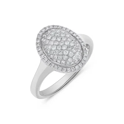 H.j. Namdar H. J. Namdar 0.6 Ct Tw Pave Diamond Oval Cluster Ring 14k White Gold Natural Diamonds In Silver