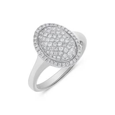 H.j. Namdar H. J. Namdar 0.6 Ct Tw Pave Diamond Oval Cluster Ring 14k White Gold Natural Diamonds Size 6 In Silver