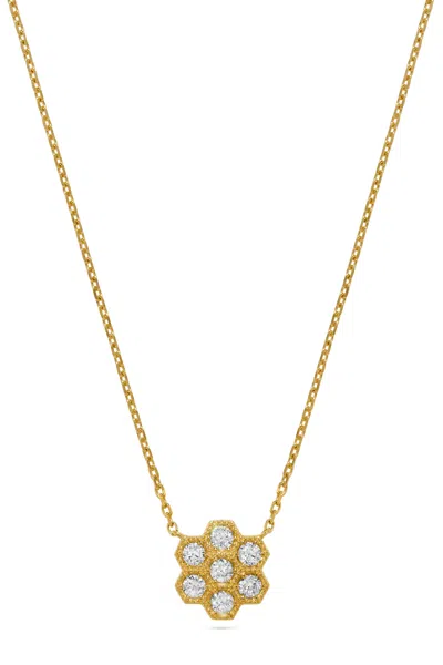 H.j. Namdar H. J. Namdar 0.63 Ct Tw Honeycomb Round Diamond Pendant Necklace 14k Yellow Gold Natural Diamonds
