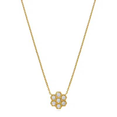 H.j. Namdar H. J. Namdar 0.63 Ct Tw Honeycomb Round Diamond Pendant Necklace 14k Yellow Gold Natural Diamonds In Multi