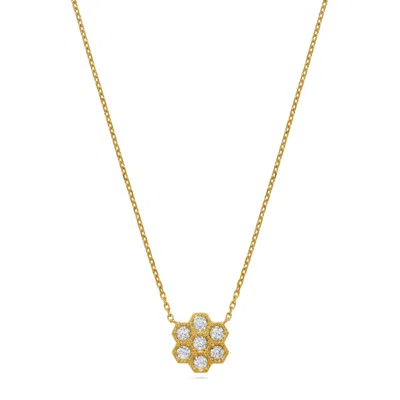 H.j. Namdar H. J. Namdar 0.63 Ct Tw Honeycomb Round Diamond Pendant Necklace 14k Yellow Gold Natural Diamonds In Silver