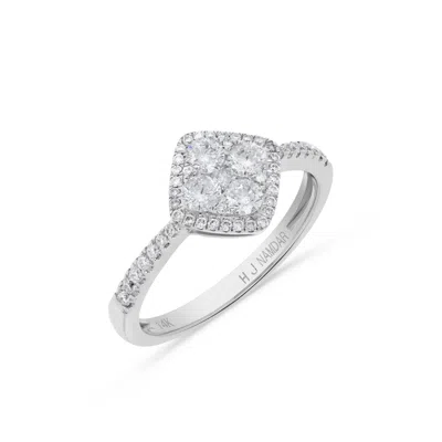 H.j. Namdar H. J. Namdar 0.64 Ct Tw Diamond Shaped Diamond Cluster Ring 14k White Gold Natural Diamonds In Silver