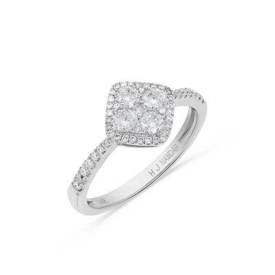 H.j. Namdar H. J. Namdar 0.64 Ct Tw Diamond Shaped Diamond Cluster Ring 14k White Gold Natural Diamonds Size 6 In Silver