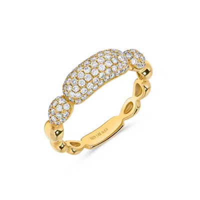 H.j. Namdar H. J. Namdar 0.64 Ct Tw Pave Diamond Beaded Stack Ring 14k Yellow Gold Natural Diamonds In Silver
