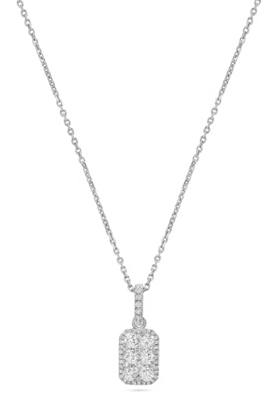 H.j. Namdar H. J. Namdar 0.67 Ct Tw Rectangle Cluster Diamond Pendant Necklace 14k White Gold Natural Diamonds In Metallic