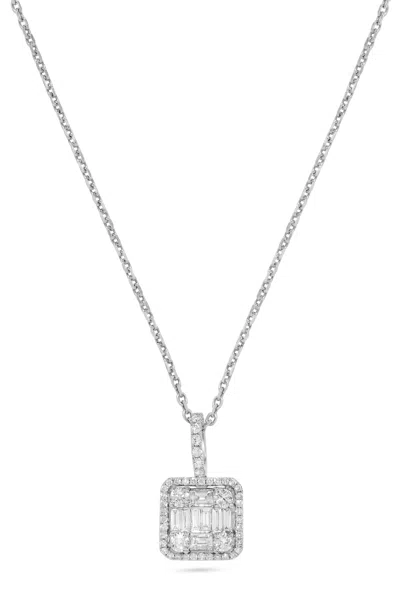H.j. Namdar H. J. Namdar 0.68 Ct Tw Baguette Diamond Cluster Pendant Necklace 14k White Gold Natural Diamonds In Metallic
