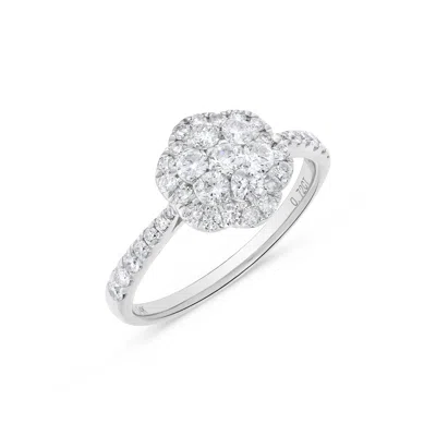 H.j. Namdar H. J. Namdar 0.72 Ct Tw Floral Round Diamond Cluster Ring 14k White Gold Natural Diamonds In Silver