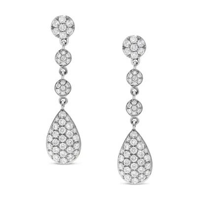 H.j. Namdar H. J. Namdar 0.74 Ct Tw Long Diamond Drop Fashion Earrings 14k White Gold Natural Diamonds In Silver