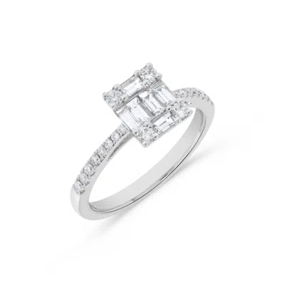 H.j. Namdar H. J. Namdar 0.75 Ct Tw Baguette Cluster Diamond Ring 14k White Gold Natural Diamonds In Silver