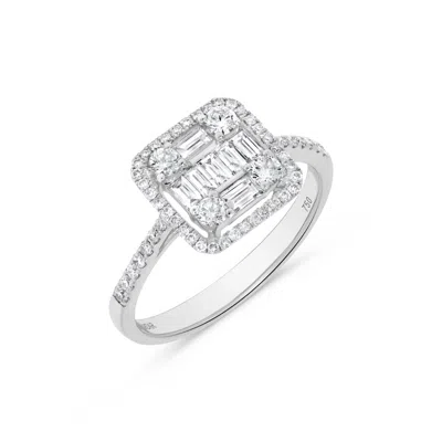 H.j. Namdar H. J. Namdar 0.75 Ct Tw Baguette Diamond Cluster Ring 18k White Gold Natural Diamonds In Silver
