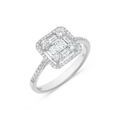 H.j. Namdar H. J. Namdar 0.75 Ct Tw Baguette Diamond Cluster Ring 18k White Gold Natural Diamonds Size 6 In Metallic