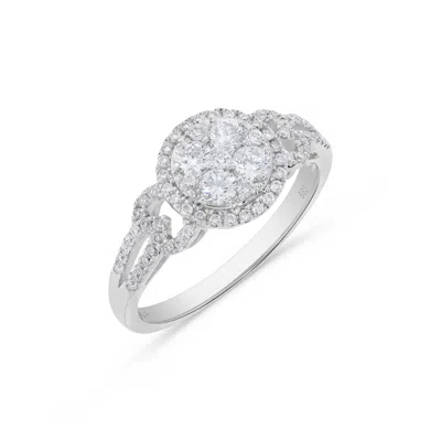 H.j. Namdar H. J. Namdar 0.75 Ct Tw Circle Shape Round Diamond Cluster Ring 14k White Gold Natural Diamonds In Silver