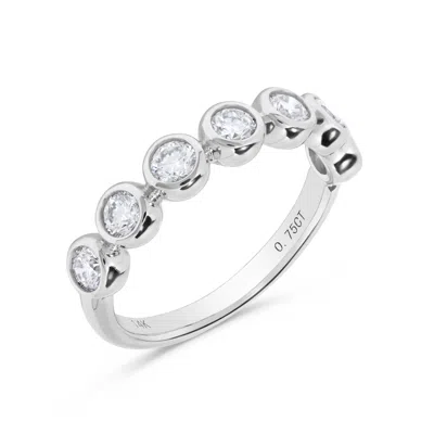 H.j. Namdar H. J. Namdar 0.75 Ct Tw Round Diamond Bezel Set Stackable Bubble Ring 14k Yellow Gold Natural Diamon In Silver