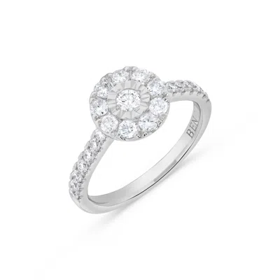 H.j. Namdar H. J. Namdar 0.76 Ct Tw Miracle Diamond Halo Ring 14k White Gold Natural Diamonds In Silver