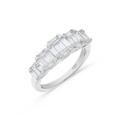 H.j. Namdar H. J. Namdar 0.82 Ct Tw 5 Section Baguette Cluster Ring 14k White Gold Natural Diamonds Size 6 In Metallic