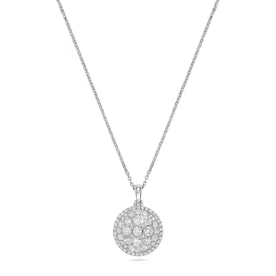H.j. Namdar H. J. Namdar 0.82 Ct Tw Pave Circle Cluster Diamond Pendant Necklace 14k White Gold Natural Diamonds In Silver