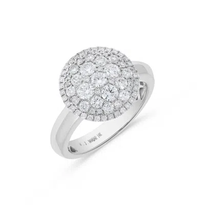 H.j. Namdar H. J. Namdar 0.82 Ct Tw Pave Circle Cluster Diamond Ring 14k White Gold Natural Diamonds Size 6 In Metallic