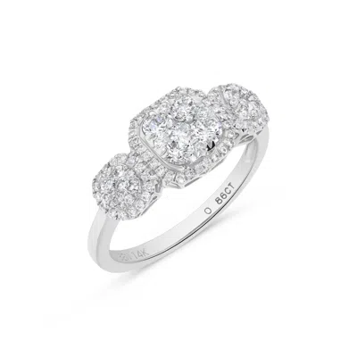 H.j. Namdar H. J. Namdar 0.84 Ct Tw Triple Square Round Diamond Cluster Ring 14k White Gold Natural Diamonds In Multi