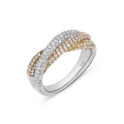 H.j. Namdar H. J. Namdar 0.91 Ct Tw Braided Twist Diamond Pave Ring 14k White Gold Natural Diamonds In Silver