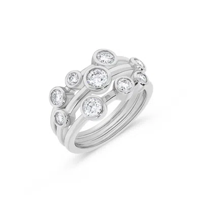H.j. Namdar H. J. Namdar 0.99 Ct Tw Bezel Set Diamond Layer Ring 14k White Gold Natural Diamonds In Silver