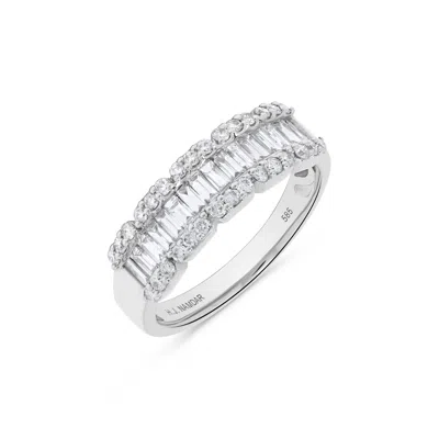 H.j. Namdar H. J. Namdar 1 Ct Tw 5 Section Baguette Diamond Cluster Ring 14k White Gold Natural Diamonds In Silver