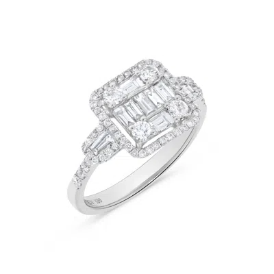 H.j. Namdar H. J. Namdar 1.03 Ct Tw Baguette Diamond Cluster Ring 14k White Gold Natural Diamonds Size 6 In Metallic