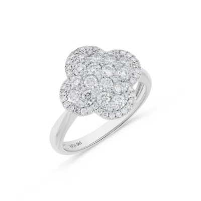 H.j. Namdar H. J. Namdar 1.16 Ct Tw Pave Diamond Clover Cluster Ring 14k White Gold Natural Diamonds In Silver