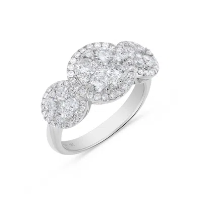 H.j. Namdar H. J. Namdar 1.5 Ct Tw Triple Round Diamond Cluster Ring 14k White Gold Natural Diamonds Size 6 In Multi