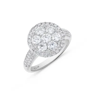 H.j. Namdar H. J. Namdar 1.54 Ct Tw Pave Circle Cluster Diamond Ring 14k White Gold Natural Diamonds In Silver