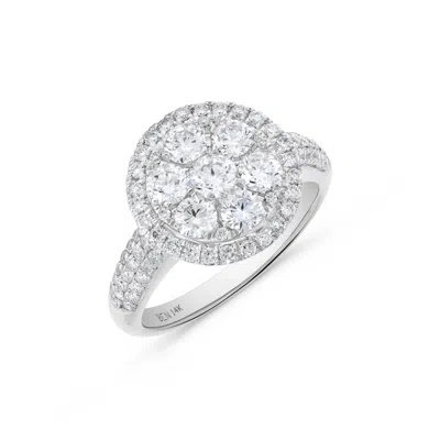 H.j. Namdar H. J. Namdar 1.54 Ct Tw Pave Circle Cluster Diamond Ring 14k White Gold Natural Diamonds Size 6 In Metallic