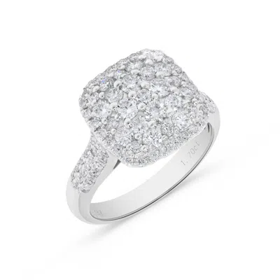 H.j. Namdar H. J. Namdar 1.68 Ct Tw Pave Cushion Cluster Diamond Ring 14k White Gold Natural Diamonds In Silver