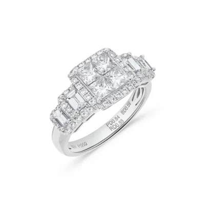 H.j. Namdar H. J. Namdar 1.77 Ct Tw Princess Diamond Cluster Ring Platinum Natural Diamonds In Metallic