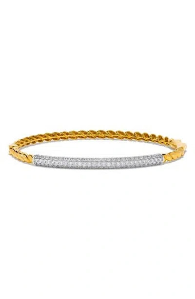 H.j. Namdar Pavé Diamond Rope Textured Bangle Bracelet In Gold