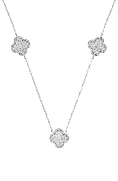 H.j. Namdar Rope Clover Diamond Station Necklace In 14k White Gold