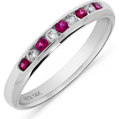 H.j. Namdar Ruby & Diamond Band Ring In Silver