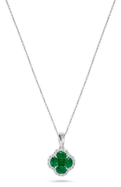 H.j. Namdar Stone & Diamond Clover Pendant Necklace In Green